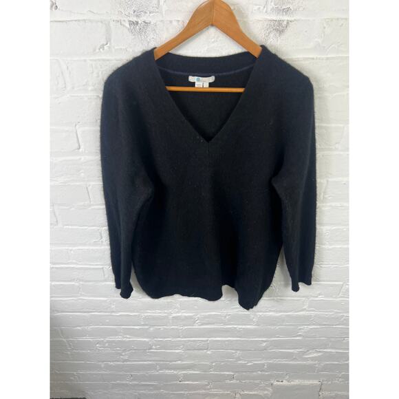 Boden Women's Knit V-Neck Pullover Cashmere Sweater Long Sleeves Black Size L - Picture 1 of 5